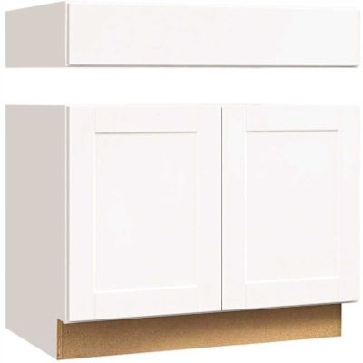 Shaker 36 in. W x 24 in. D x 34.5 in. H Assembled Accessible ADA Sink Base Kitchen Cabinet in Satin White without Shelf