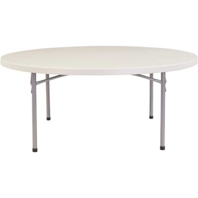 National Public Seating 71 in. Grey Plastic Round Folding Banquet. Table
