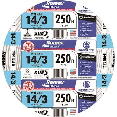 Southwire 250 ft. 14/3 Solid Romex SIMpull CU NM-B W/G Wire