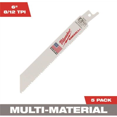 Milwaukee 6 in. 8/12 TPI Mutli-Material Cutting SAWZALL Reciprocating Saw Blades (5-Pack)