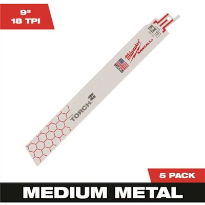 Milwaukee 9 in. 18 TPI TORCH Thick Metal Cutting SAWZALL Reciprocating Saw Blades(5-Pack)