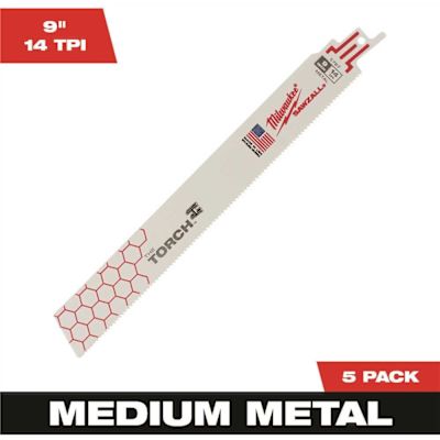 Milwaukee 9 in. 14 TPI TORCH Thick Metal Cutting SAWZALL Reciprocating Saw Blades (5-Pack)