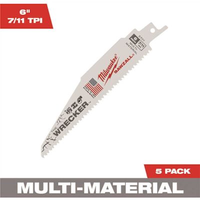Milwaukee 6 in. 7/11 TPI WRECKER Demolition Multi-Material Cutting SAWZALL Reciprocating Saw Blades (5-Pack)