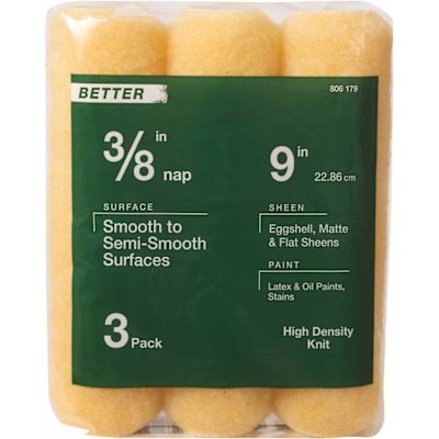9 in. x 3/8 in. High-Density Polyester Knit Paint Roller Cover (3-Pack)