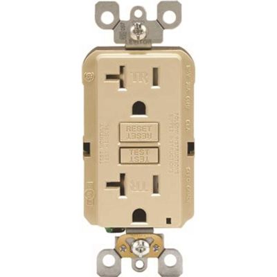 Leviton 20 Amp 2-Pole Receptacle GFCI Tamper-Resistant Duplex Outlet, Light Almond GFTR2-T