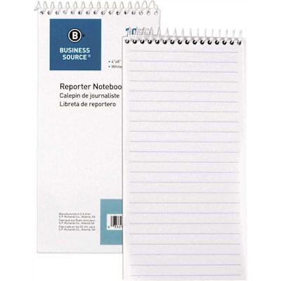 Business Source Reporter's 4 in. x 8 in. Pocket Notebook Ruled Spiral, White (70-Sheets)