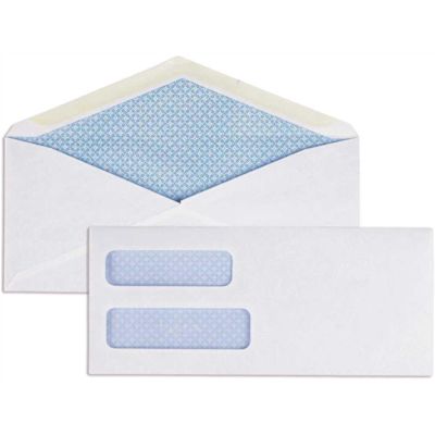 Business Source 3-7/8 in. x 8-7/8 in., Double Window Envelopes Number 9 White (500-Pack)