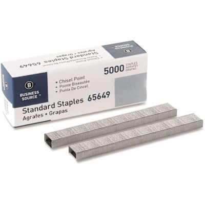 Business Source Chisel Point Standard Staples 5000 PER BOX