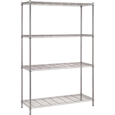 Quantum Storage Systems Convenient 1-Box Wire Shelving Unit, 4-Shelf, 24 in. W x 48 in. L x 72 in. H, Chrome