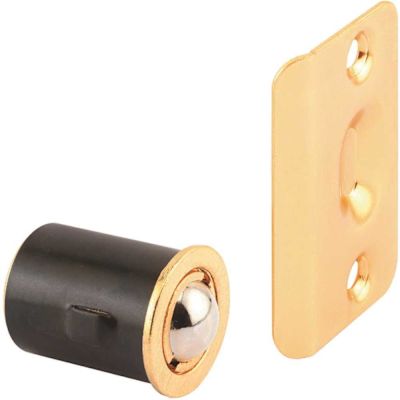 Prime-Line Drive-In Ball Catch w/Strike, 3/4 in. x 1-3/16 in., Diecast Construction, Brass Plated, Adjustable (10-pack)