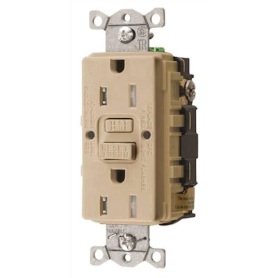 HUBBELL WIRING 15 Amp 125-Volt NEMA 5-15R Hubbell AUTOGUARD Commercial Standard Tamper-Resistant GFCI Receptacle, Ivory