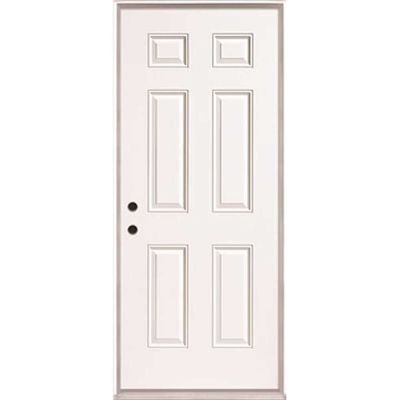 Masonite 36 in. x 80 in. White Right Hand Inswing 6-Panel Primed Steel Prehung Front Door
