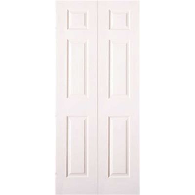 Masonite 30 in. x 80 in. Molded Textured 6-Panel White Hollow Core Composite Interior Closet Bi-Fold Door