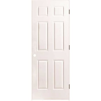 36 in. x 80 in. Textured 6-Panel Primed White Right Handed Hollow Core Composite Single Prehung Interior Door