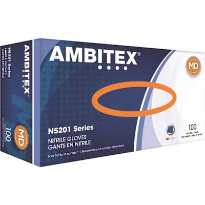 Ambitex 4 Mil Blue Nitrile Powder-Free Medium 100 Gloves Per Box