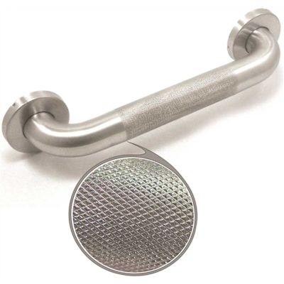 WingIts Premium Series 16 in. x 1.5 in. Diamond Knurled Grab Bar in Satin Stainless Steel (19 in. Overall Length)