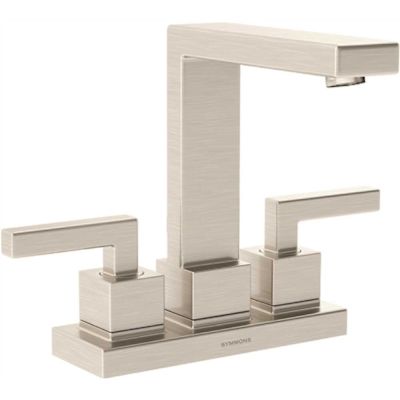 Symmons Duro 4 in. Centerset 2-Handle Bathroom Faucet with Drain Assembly in Brushed Nickel