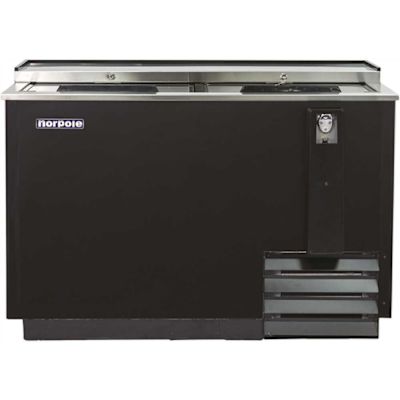 Norpole 50 in. W 16 cu. ft. Commercial Beverage Cooler Refrigerator with Sliding Door in Black
