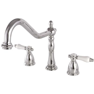 Kingston Brass Victorian Porcelain 2-Handle Standard Kitchen Faucet in Chrome
