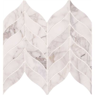 MSI Calacatta Cressa Leaf 12 in. x 12 in. x 0.38 in. Honed Marble Mesh-Mounted Mosaic Floor and Wall Tile (8.3 sq. ft./Case)