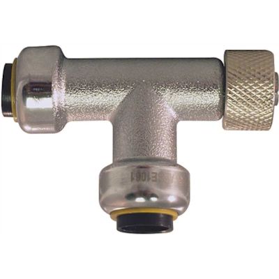 Tectite 1/4 in. Chrome-Plated Brass Push-To-Connect x 1/4 in. Push-To-Connect x 3/8 in. Compression Stop Valve Tee