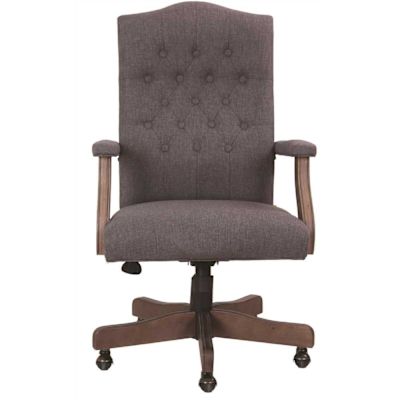BOSS Office Products Slate Gray Fabric Executive Chair Driftwood Finish, Button Tufted Cushion Styling