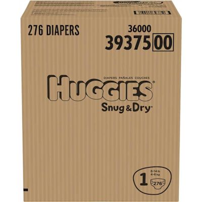 Huggies Snug and Dry Diapers, Size 1, 276 Count (Packaging May Vary)