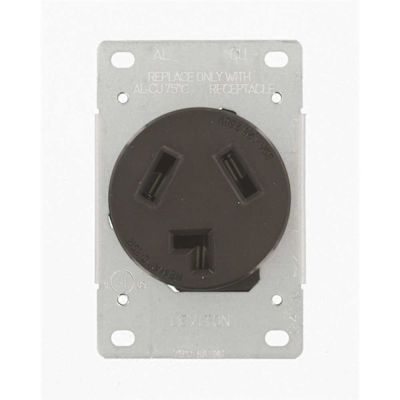 Leviton 30 Amp 125-Volt/250-Volt Shallow Single Flush Mounted Outlet, Black 5207-S10