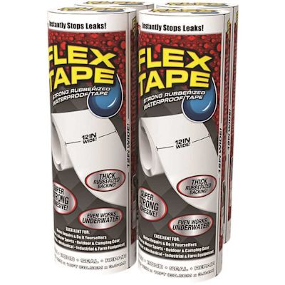 FLEX SEAL FAMILY OF PRODUCTS Flex Tape White 12 in. x 10 ft. Strong Rubberized Waterproof Tape (4-Pack)