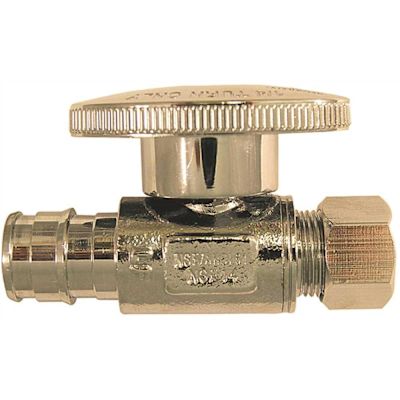 Apollo 1/2 in. Chrome-Plated Brass PEX-A Expansion Barb x 3/8 in. Compression Quarter-Turn Straight Stop Valve