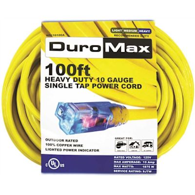 DUROMAX 100 ft. 10 Gauge Portable Generator Single Tap Extension Power Cord
