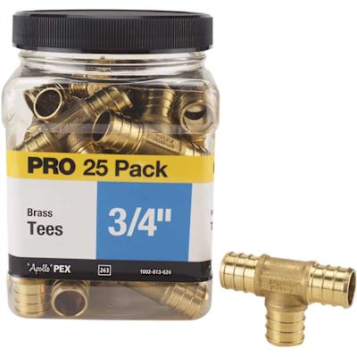 Apollo 3/4 in. Brass PEX-B Barb Tee Pro Pack (25 Pack)