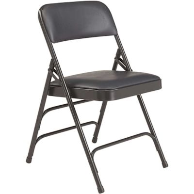 1300 Series Dark Midnight Blue Premium Vinyl Upholstered Triple Brace Double Hinge Folding Chair (4-Pack)