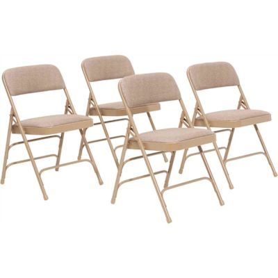 National Public Seating Beige Fabric Seat Stackable Folding Chair (Set of 4)