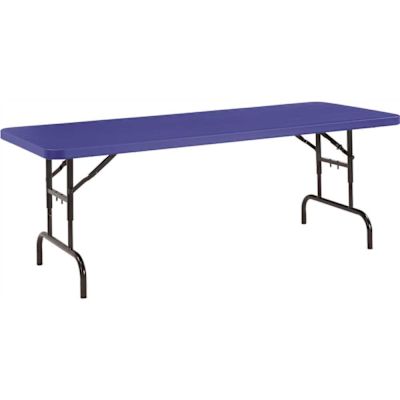 National Public Seating 72 in. Blue Plastic Adjustable Height Folding High Top Table
