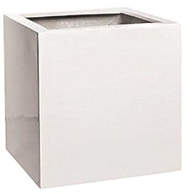 Vasesource Cube 12 in. x 12 in. Matte Gray Fiberstone Square Cube Planter