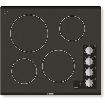 Bosch 500 Series 24 in. Radiant Electric Cooktop in Black with 4 Burner Elements including 2,200-Watt Burner Boil Time