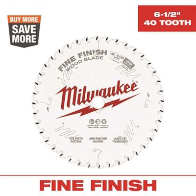 Milwaukee 6-1/2 in. x 40-Tooth Carbide Fine Finish Circular Saw Blade