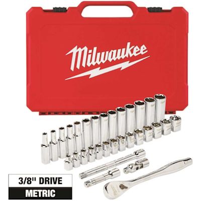 Milwaukee 3/8 in. Drive Metric Ratchet and Socket Mechanics Tool Set (32-Piece)