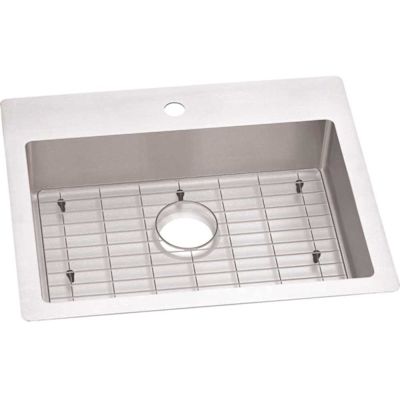 Elkay Crosstown 25 in. Drop-In/Undermount Single Bowl 18 Gauge Stainless Steel Sinks with Bottom Grids