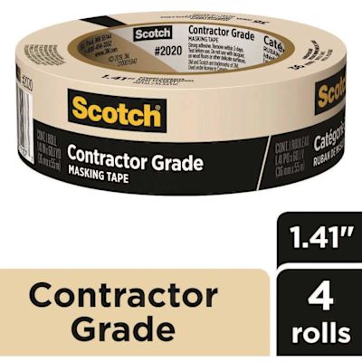3M Scotch 1.41 in. x 60.1 Yds. Multi-Surface Contractor Grade Tan Masking Tape (4 Rolls)