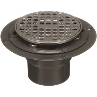 Oatey Round Gray PVC Shower Drain with 4-3/16 in. Round Screw-In Chrome Drain Cover