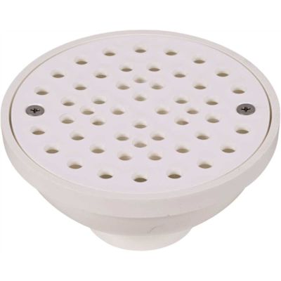 Oatey Round White PVC Area Floor Drain with Screw-In Drain Cover