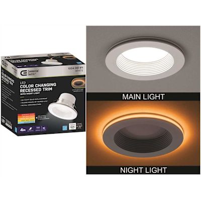 4 in. Adjustable CCT Retrofit Integrated LED Recessed Downlight Trim with Night Light 625LM Kitchen Lighting Dimmable