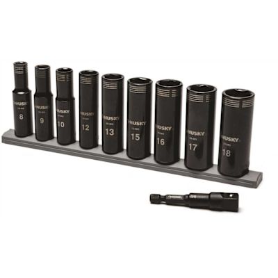 Husky 3/8 in. Drive Thin Wall Metric Deep Metric 6-Point Impact Socket Set (10-Piece)