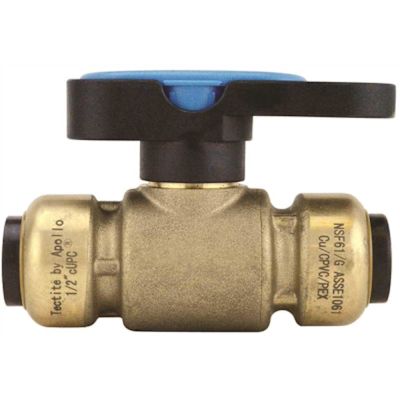 Tectite 1/2 in. Brass Push-To-Connect Compact Ball Valve with Lockable Handle