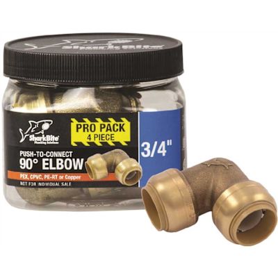 SharkBite 3/4 in. Push-to-Connect Brass 90Â° Elbow Fitting Pro Pack (4-Pack)