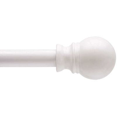 Kenney Davenport 48 in. - 86 in. Adjustable Single Petite Cafe Curtain Rod 1/2 in. Diameter in White with Ball Finials