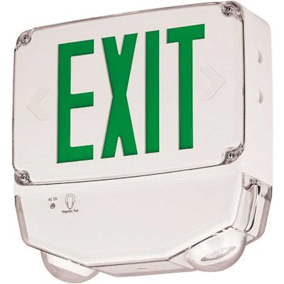 Compass 33.6-Watt Integrated LED White/Green Cold Temperature Em/Single-Face Exit Sign, Wet Location