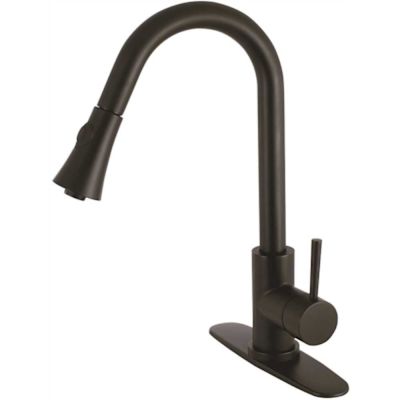 Kingston Brass Modern Single-Handle Pull-Down Sprayer Kitchen Faucet in Matte Black